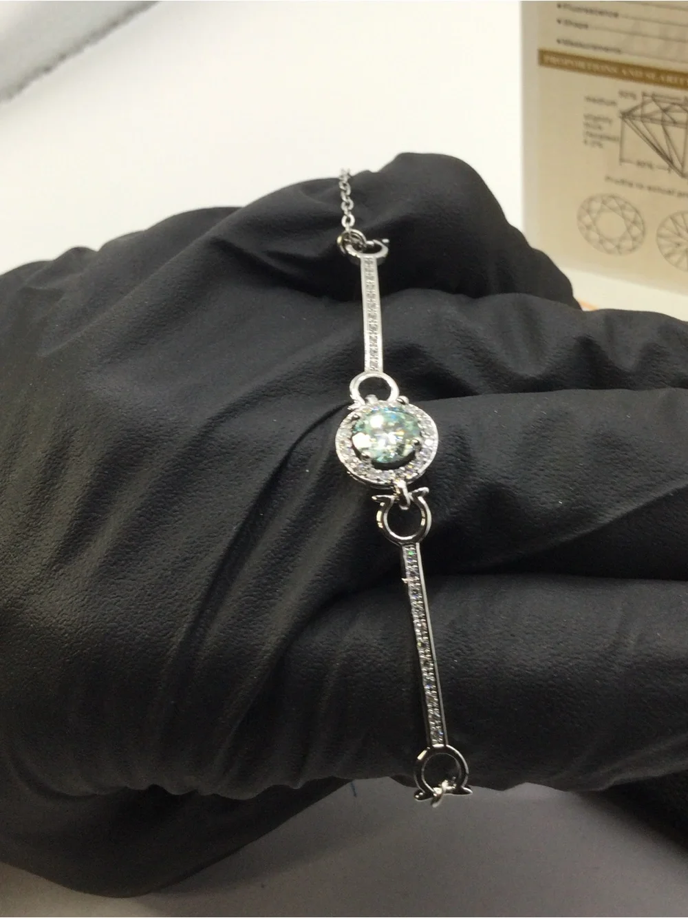 GRA Moissanite Bracelet in Silver with Center Stone